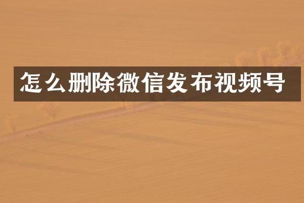 怎么删除微信发布视频号