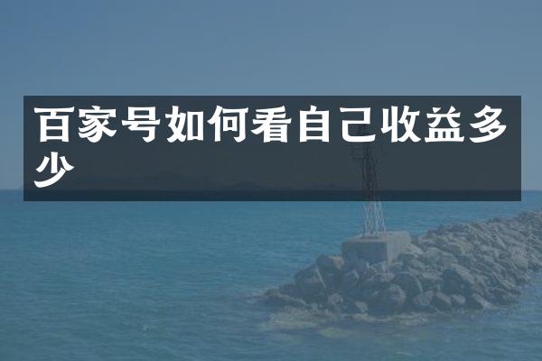 百家号如何看自己收益多少
