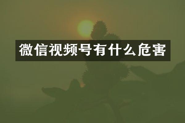 微信视频号有什么危害