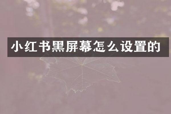 小红书黑屏幕怎么设置的
