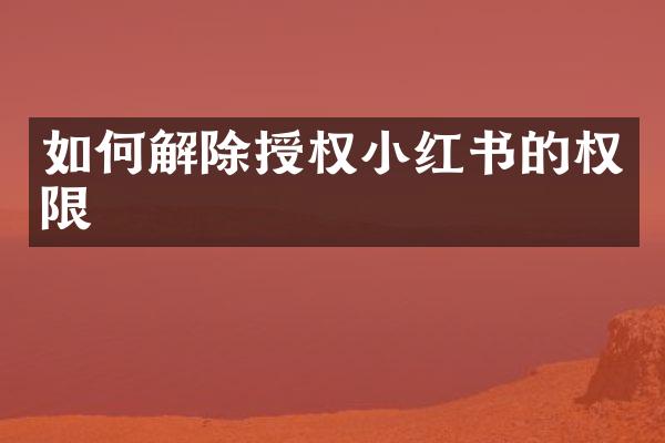 如何解除授权小红书的权限
