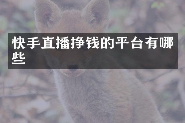 快手直播挣钱的平台有哪些
