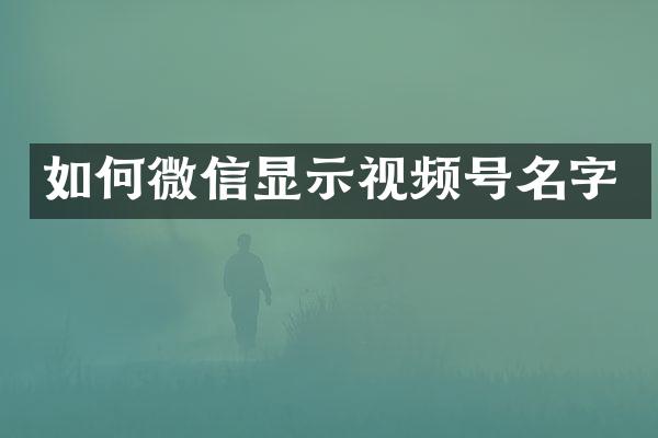 如何微信显示视频号名字