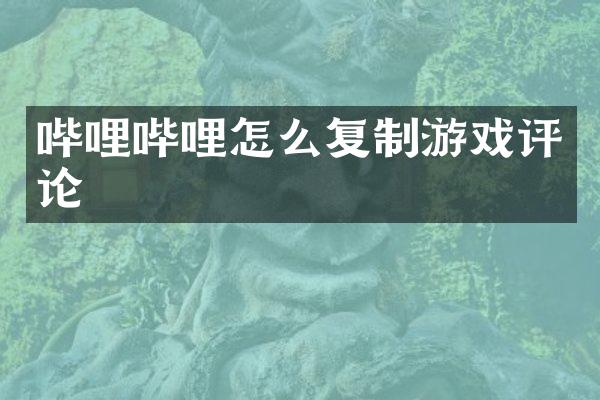 哔哩哔哩怎么复制游戏评论