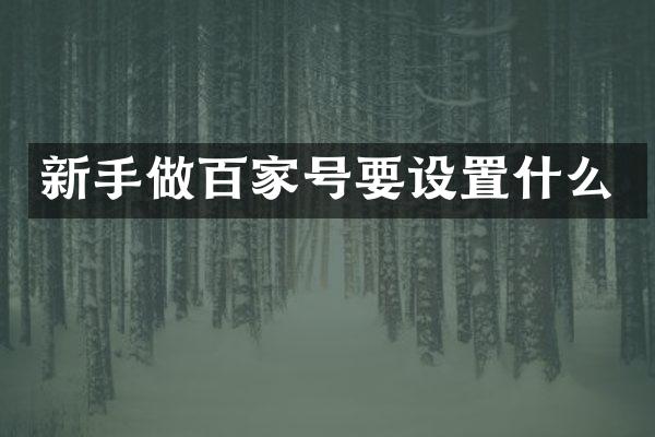 新手做百家号要设置什么