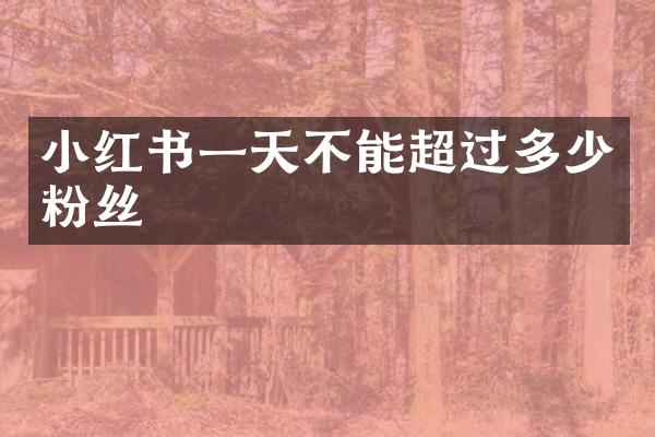 小红书一天不能超过多少粉丝