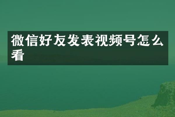 微信好友发表视频号怎么看