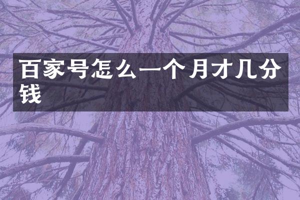百家号怎么一个月才几分钱