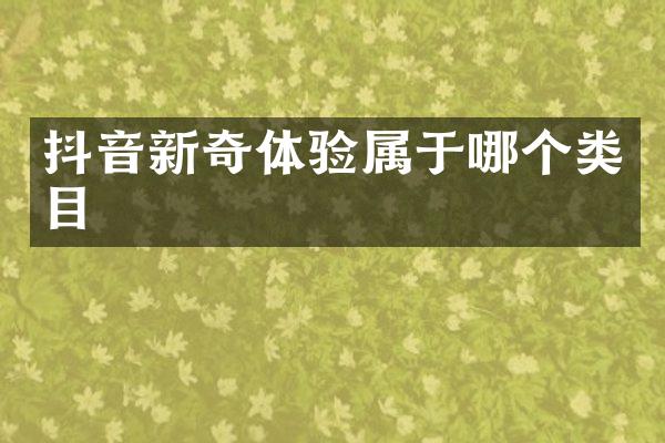 抖音新奇体验属于哪个类目
