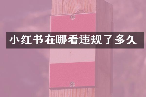 小红书在哪看违规了多久