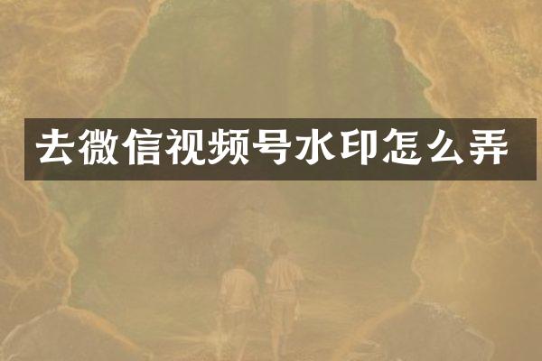去微信视频号水印怎么弄