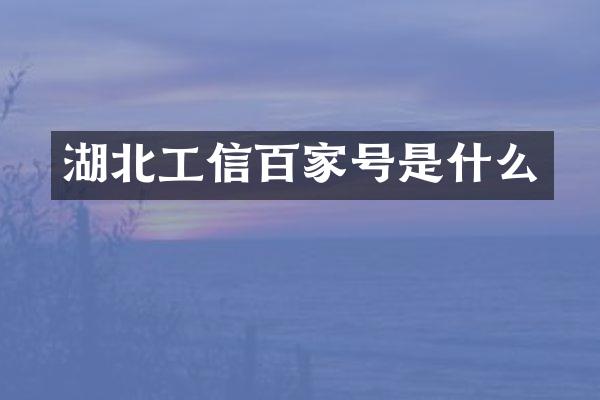 湖北工信百家号是什么