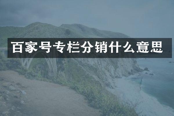 百家号专栏分销什么意思