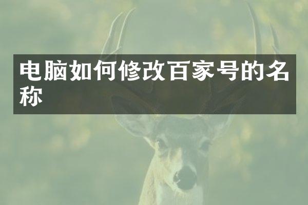 电脑如何修改百家号的名称