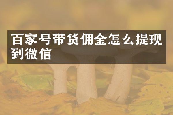 百家号带货佣金怎么提现到微信
