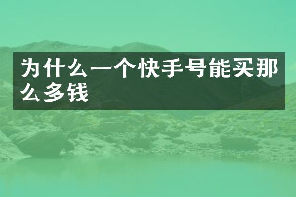 为什么一个快手号能买那么多钱