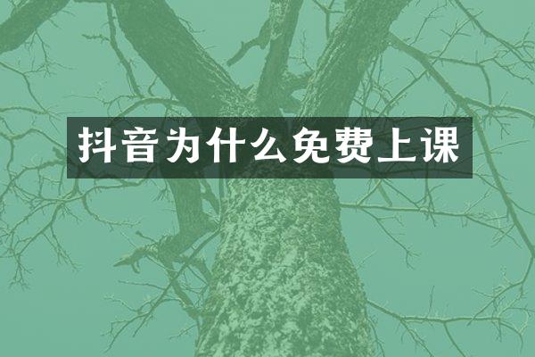 抖音为什么免费上课