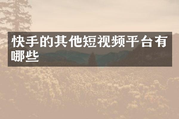 快手的其他短视频平台有哪些