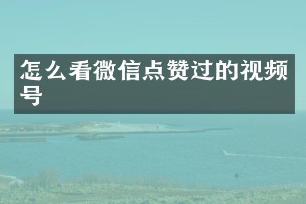 怎么看微信点赞过的视频号