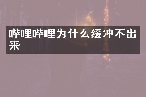 哔哩哔哩为什么缓冲不出来