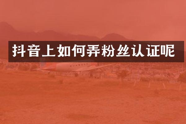 抖音上如何弄粉丝认证呢