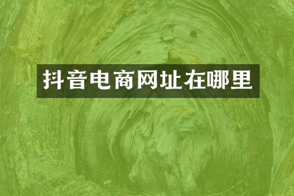 抖音电商网址在哪里
