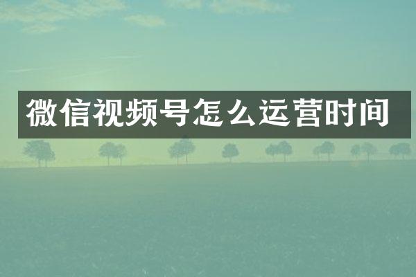 微信视频号怎么运营时间