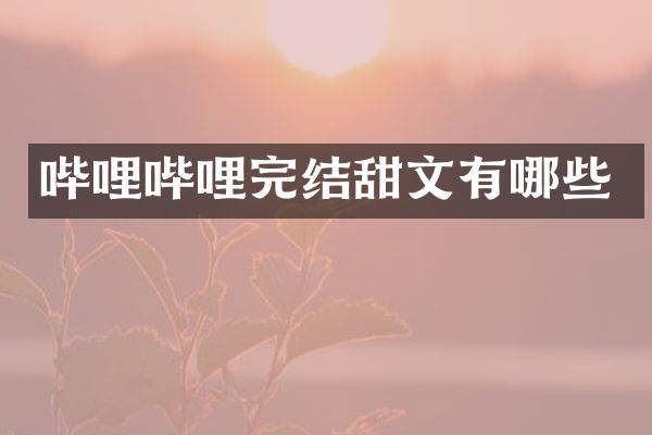 哔哩哔哩完结甜文有哪些