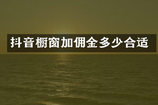 抖音橱窗加佣金多少合适