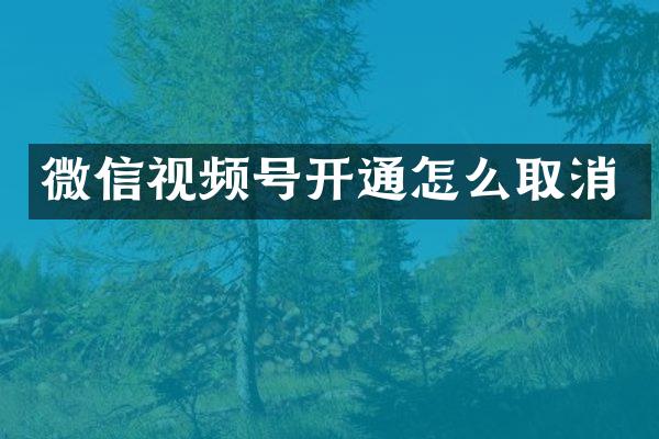 微信视频号开通怎么取消