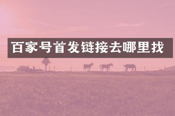 百家号首发链接去哪里找