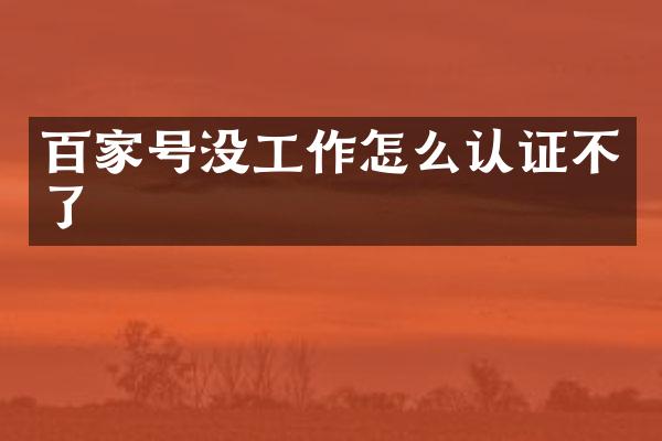 百家号没工作怎么认证不了