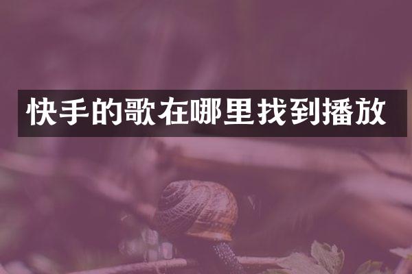 快手的歌在哪里找到播放