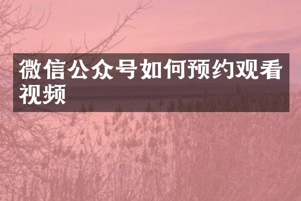 微信公众号如何预约观看视频