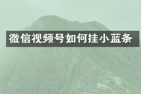 微信视频号如何挂小蓝条
