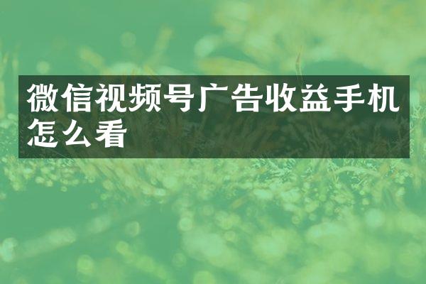 微信视频号广告收益手机怎么看