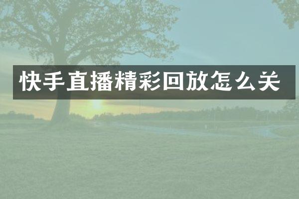 快手直播精彩回放怎么关