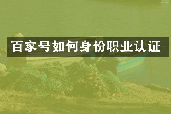 百家号如何身份职业认证