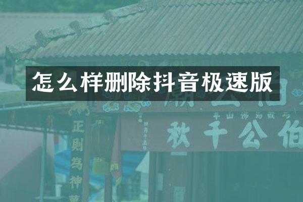 怎么样删除抖音极速版