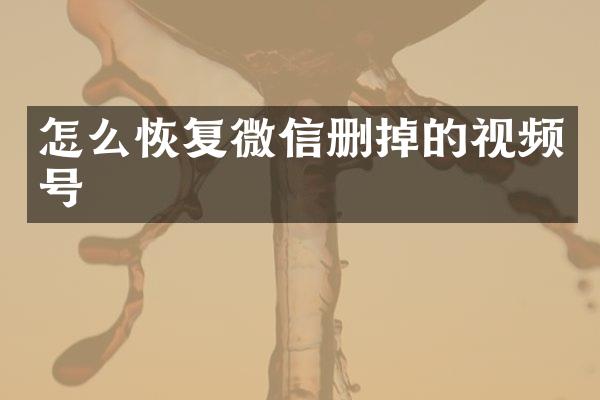 怎么恢复微信删掉的视频号