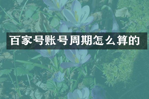 百家号账号周期怎么算的