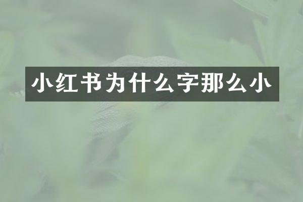 小红书为什么字那么小