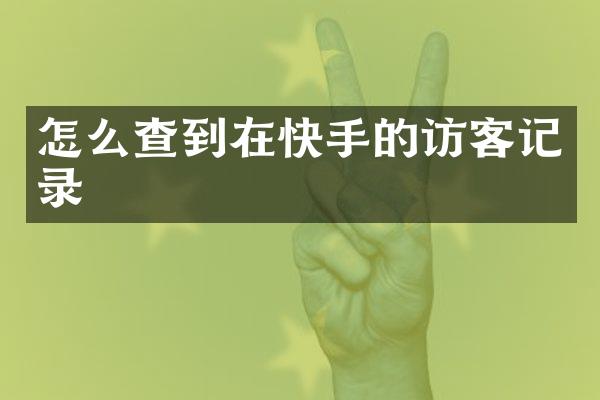 怎么查到在快手的访客记录