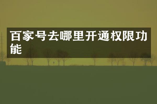 百家号去哪里开通权限功能