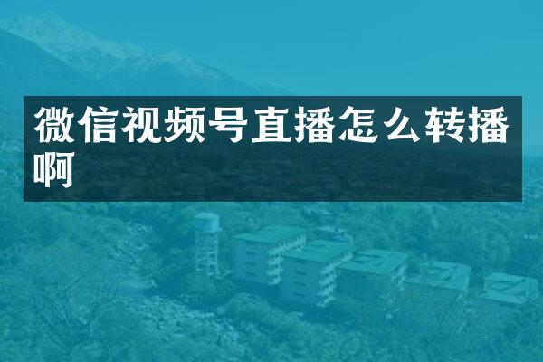 微信视频号直播怎么转播啊