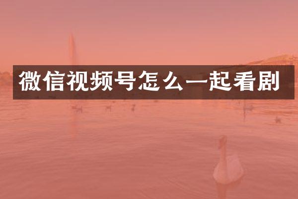 微信视频号怎么一起看剧