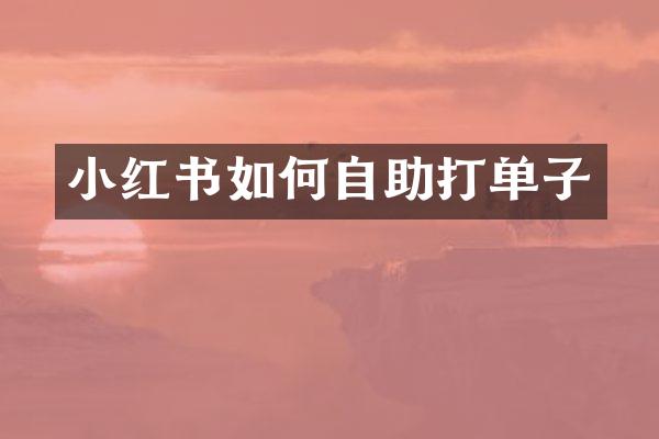 小红书如何自助打单子