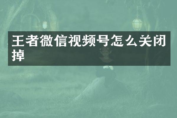 王者微信视频号怎么关闭掉