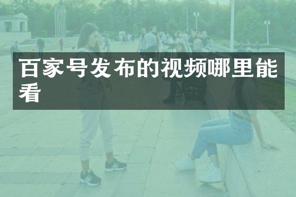 百家号发布的视频哪里能看