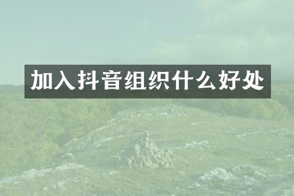 加入抖音组织什么好处